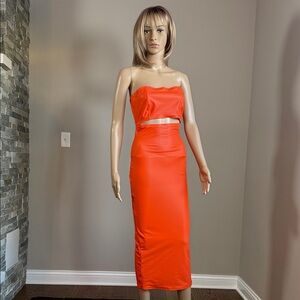 AKIRA Strapless Neon Orange Dress
